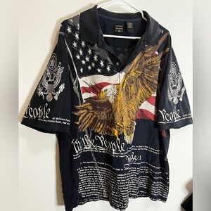 Vintage 90s American Bald Eagle Constitution Polo Shirt XXLarge USA